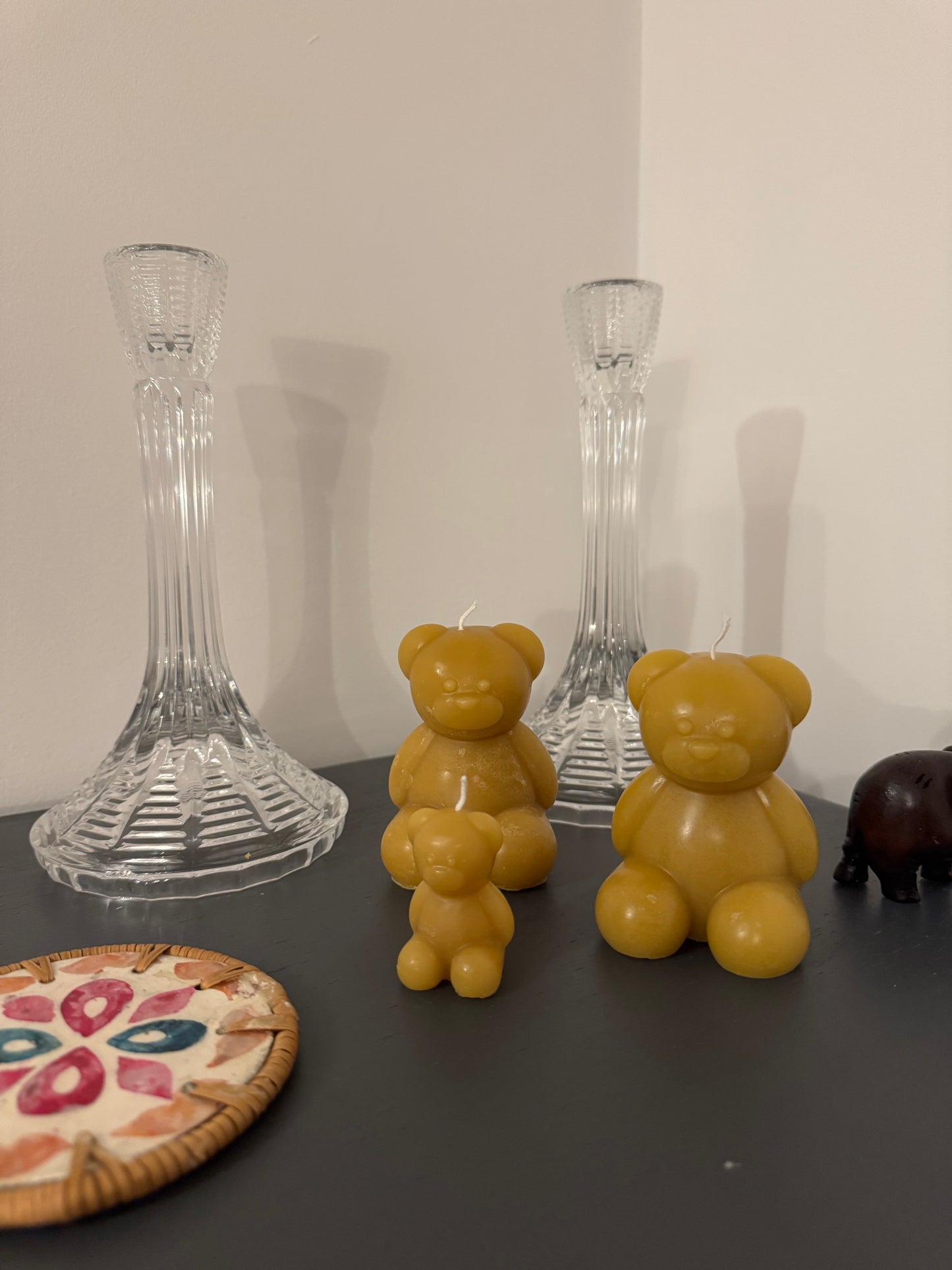 Beeswax Bear Family Hand Poured Beeswax Candles