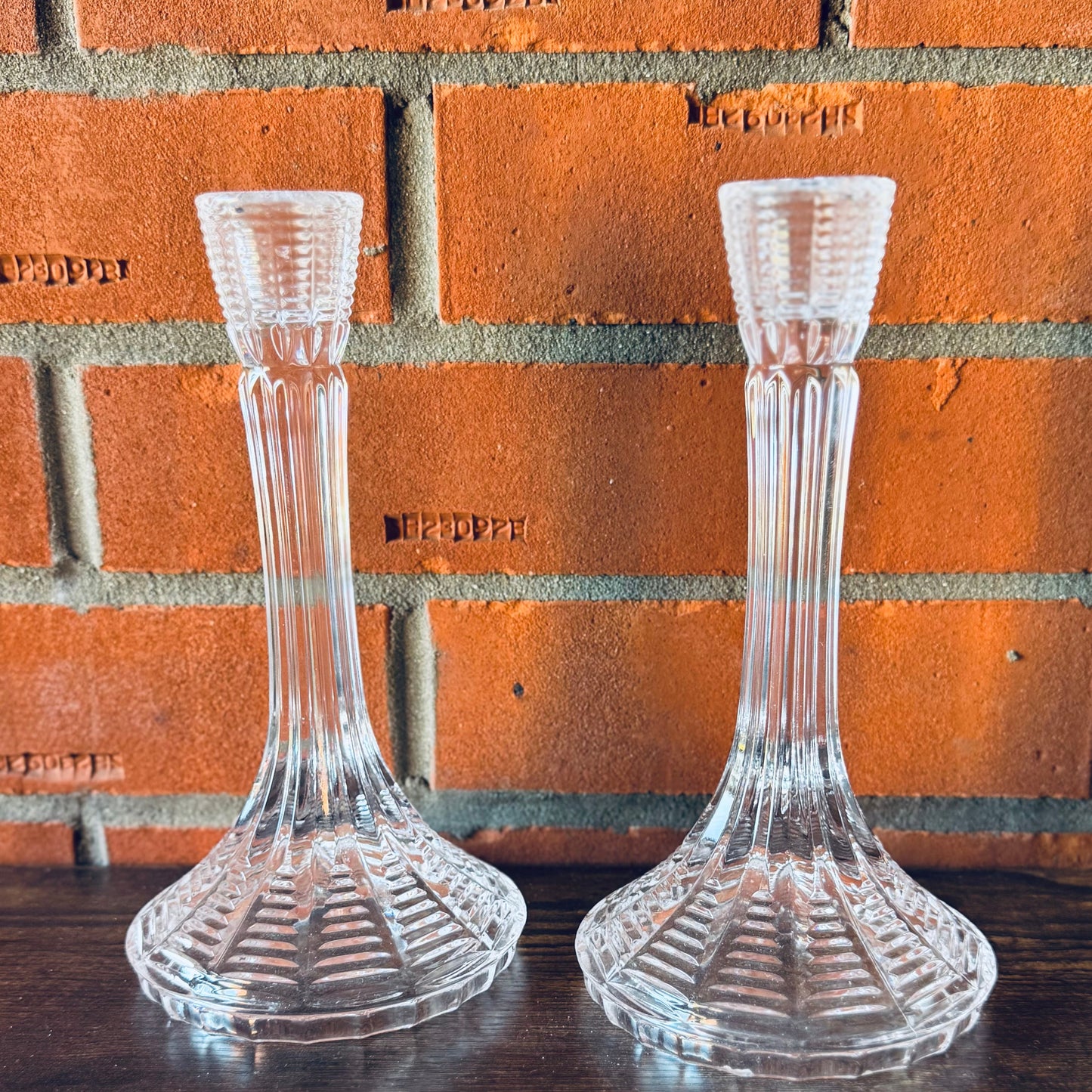 Pair of Reclaimed Glass Candlesticks