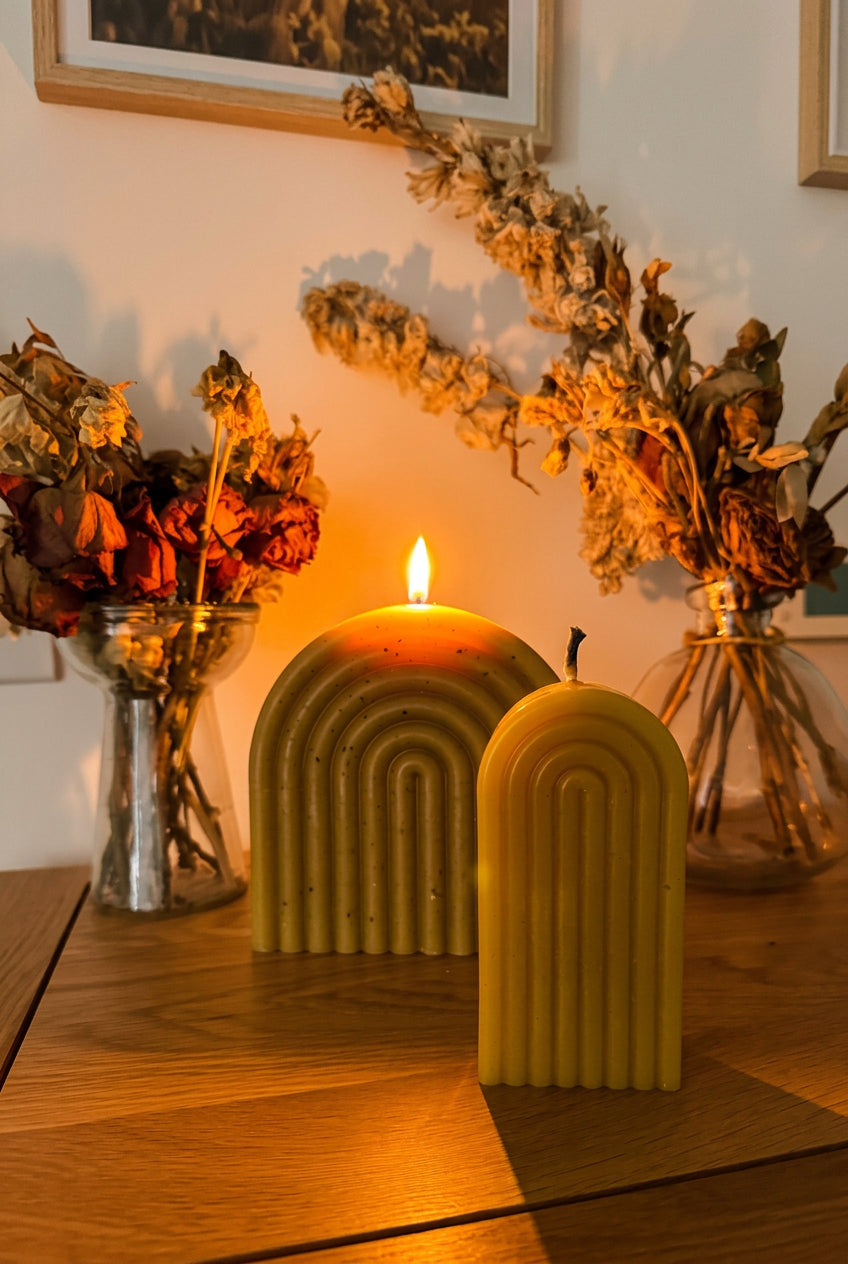 Ember & FlourishColumn Rainbow Arch Beeswax Candle