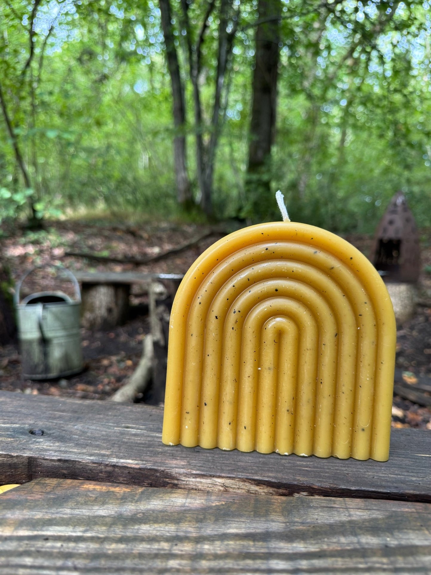 Ember & FlourishLarge Freckled Rainbow Arch Beeswax Candle