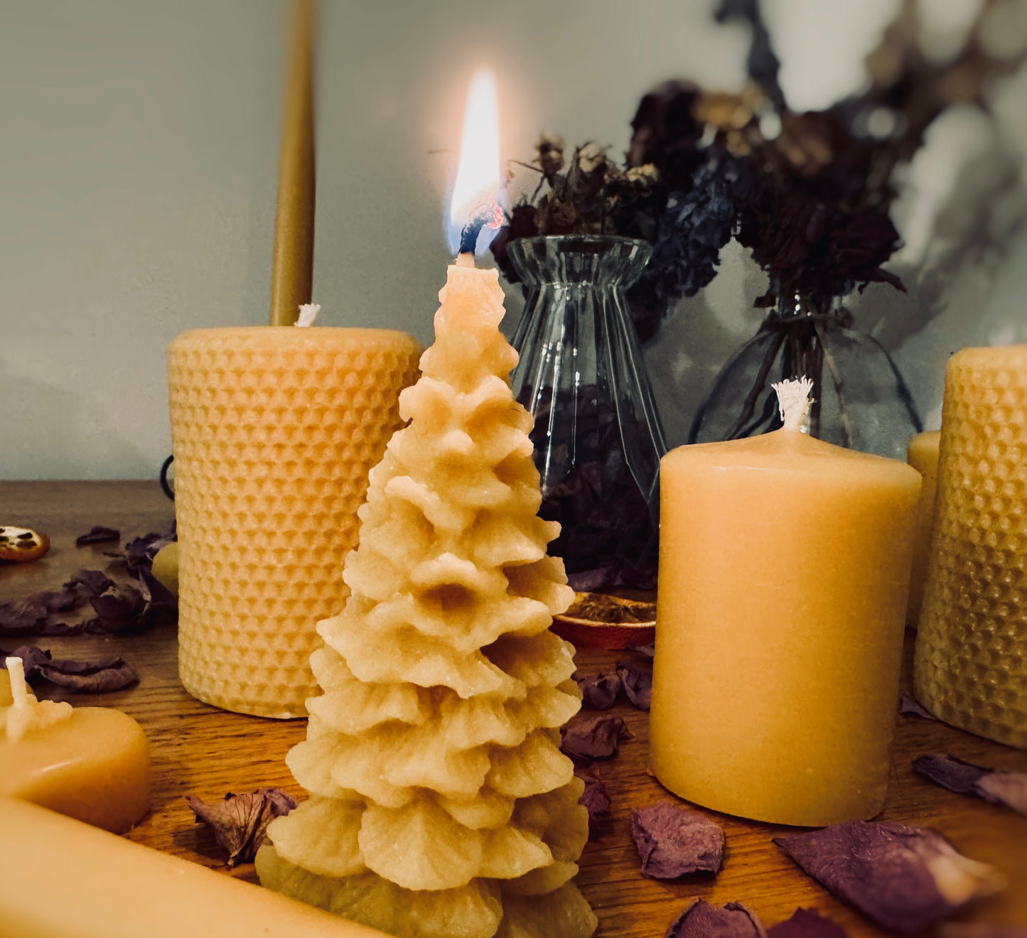 Handcrafted Christmas Tree Beeswax Candle