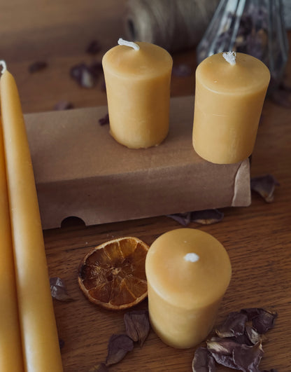 Handcrafted Pillar Beeswax Candle Pair - 12 Hour Burn