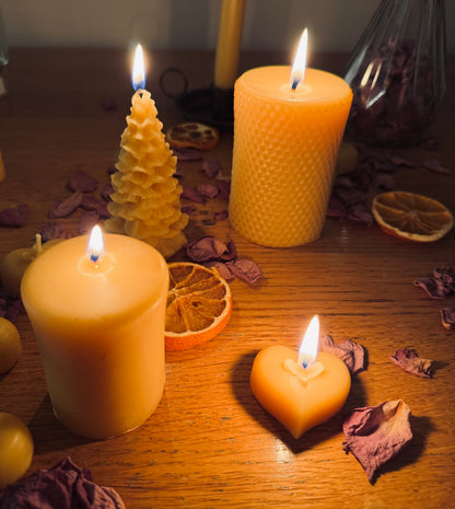 Handcrafted Pillar Beeswax Candle Pair - 12 Hour Burn
