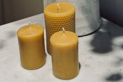 Handcrafted Pillar Beeswax Candle Pair - 12 Hour Burn