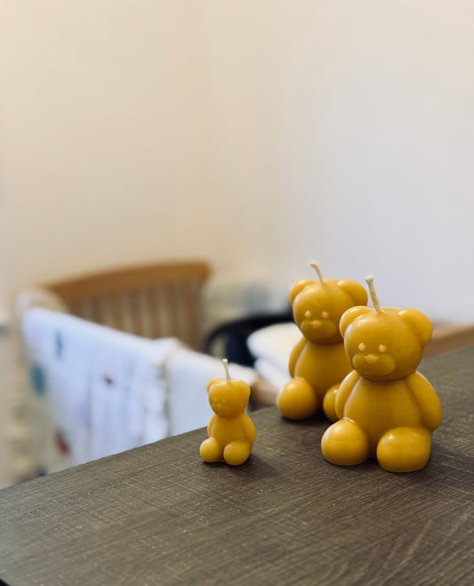 Ember & FlourishBeeswax Bear Family Hand Poured Beeswax Candles