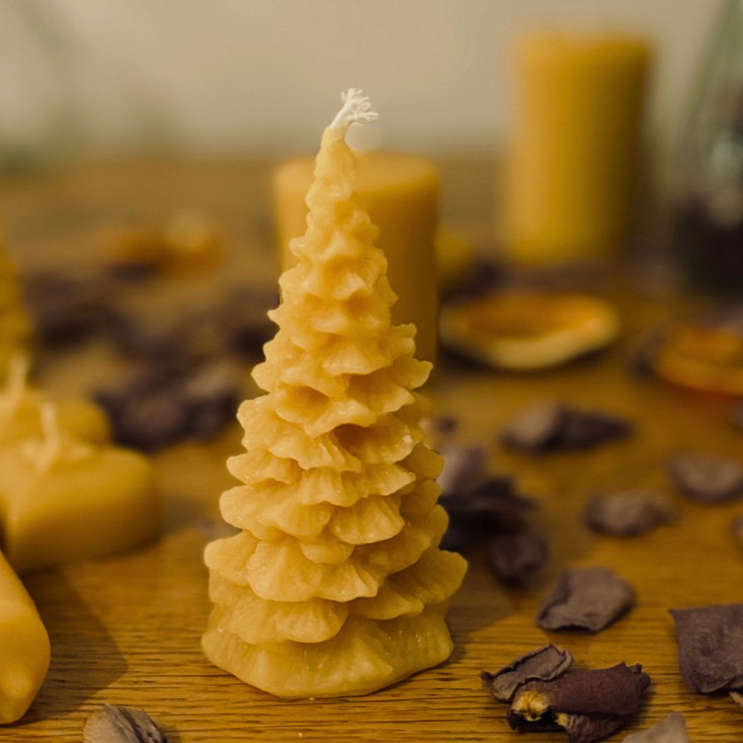 Ember & FlourishHandcrafted Christmas Tree Beeswax Candle