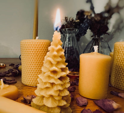 Ember & FlourishHandcrafted Christmas Tree Beeswax Candle