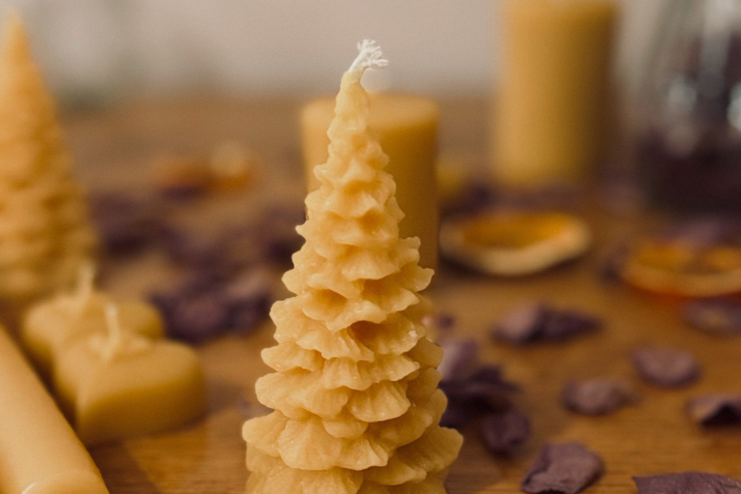 Ember & FlourishHandcrafted Christmas Tree Beeswax Candle