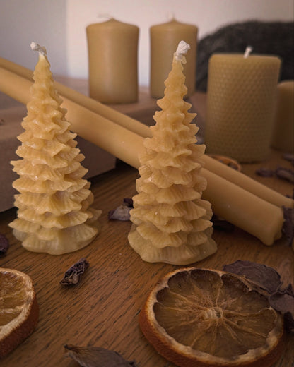 Ember & FlourishHandcrafted Christmas Tree Beeswax Candle