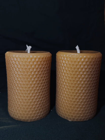 Ember & FlourishHandcrafted Honeycomb Detailing Pillar Beeswax Candle - 50 Hour Burn