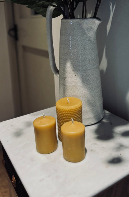 Ember & FlourishHandcrafted Pillar Beeswax Candle Pair - 12 Hour Burn