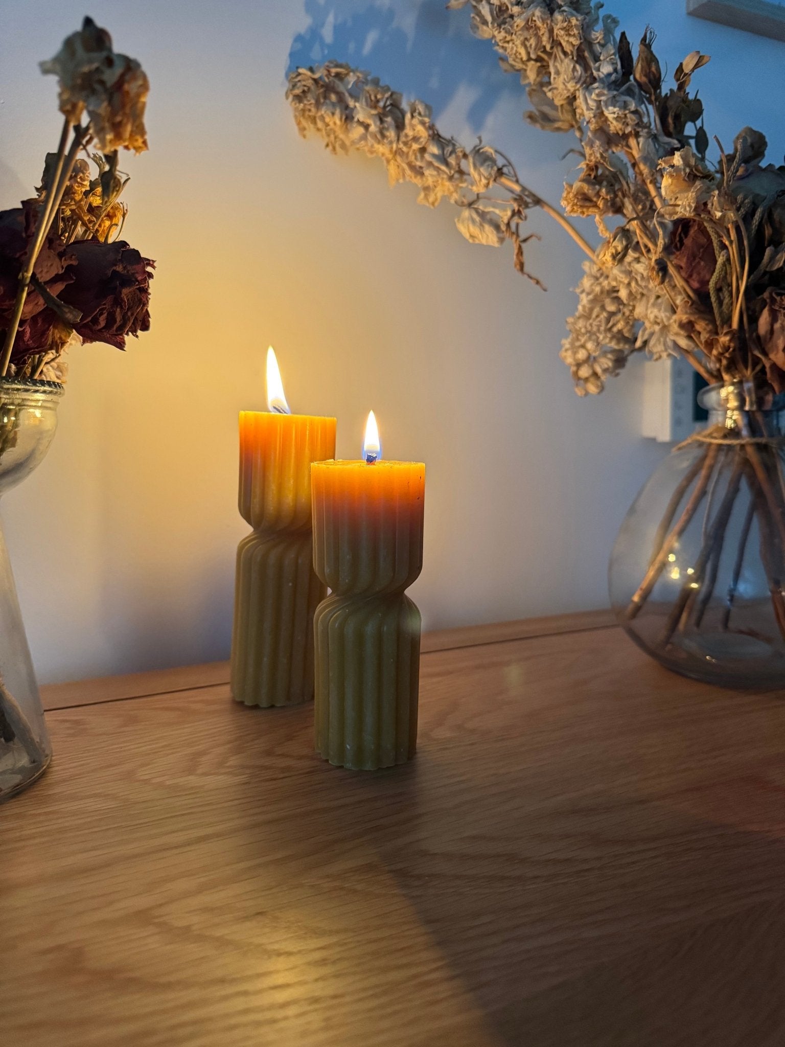 Ember & FlourishHigh Column Twisted Pillar Beeswax Candle