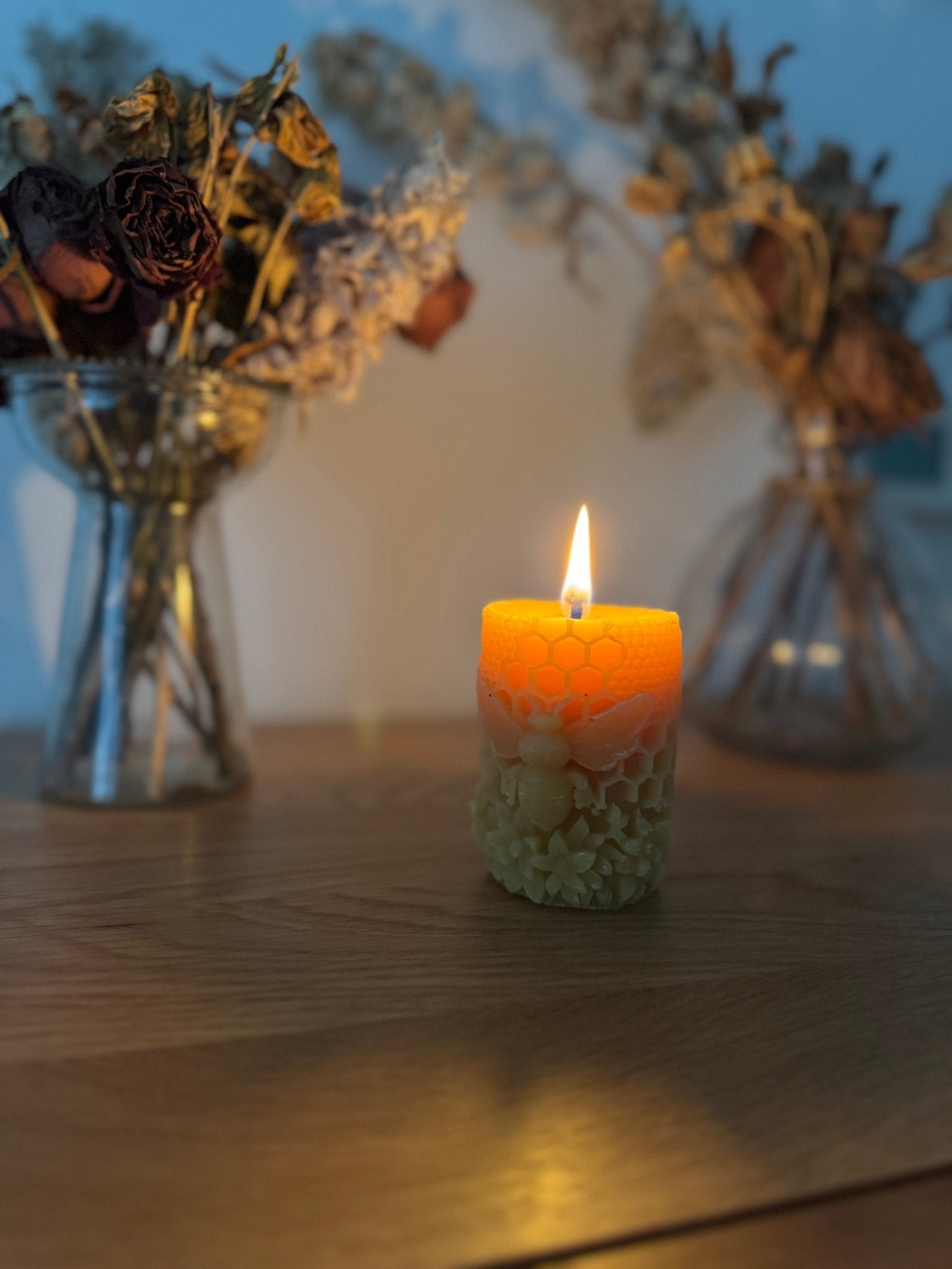 Ember & FlourishHoneycomb Bee Pillar Beeswax Candle