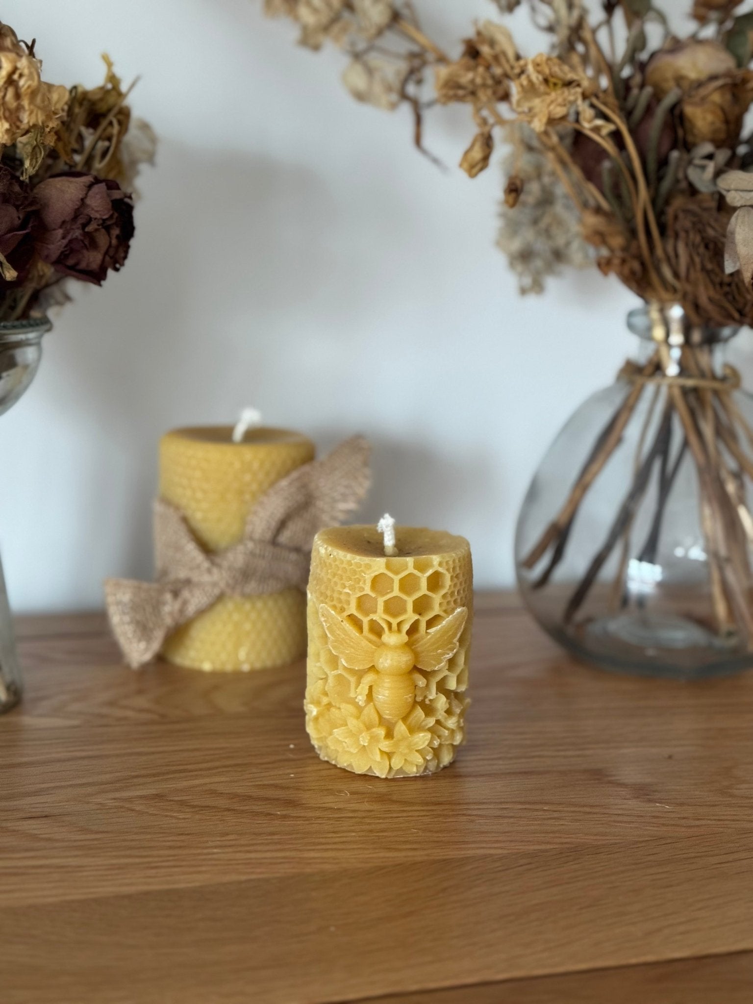 Ember & FlourishHoneycomb Bee Pillar Beeswax Candle