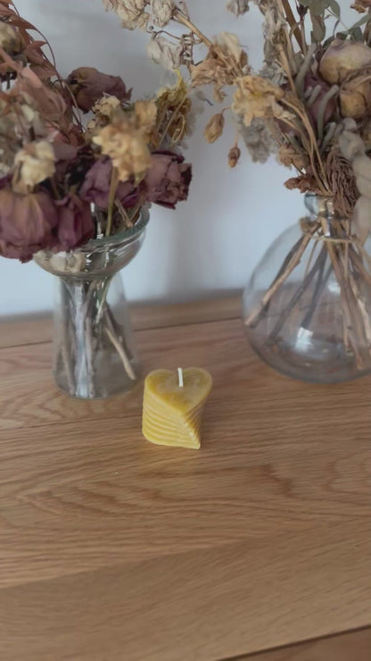 Twisted Heart Beeswax Candle